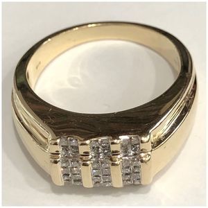 SIGNED GAB 14KT Yellow Gold Diamond Men’s Ring